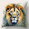 Watercolor Lion Throw Pillow Covers, Realistic Safari Lion Print Cushion Cases, Wildlife Home Decor For Bedroom Living Room