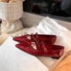Yuanlitong pointed single shoes women's 2025 bow shallow mouth flat Mary Jane shoes retro red temperament banquet shoes