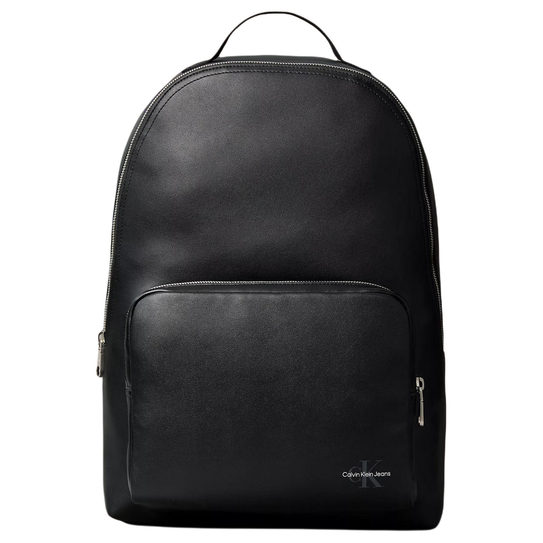 Calvin Klein Monogram Logo Detail Zip Closure Backpack Men backpack Black 46303037001 Black