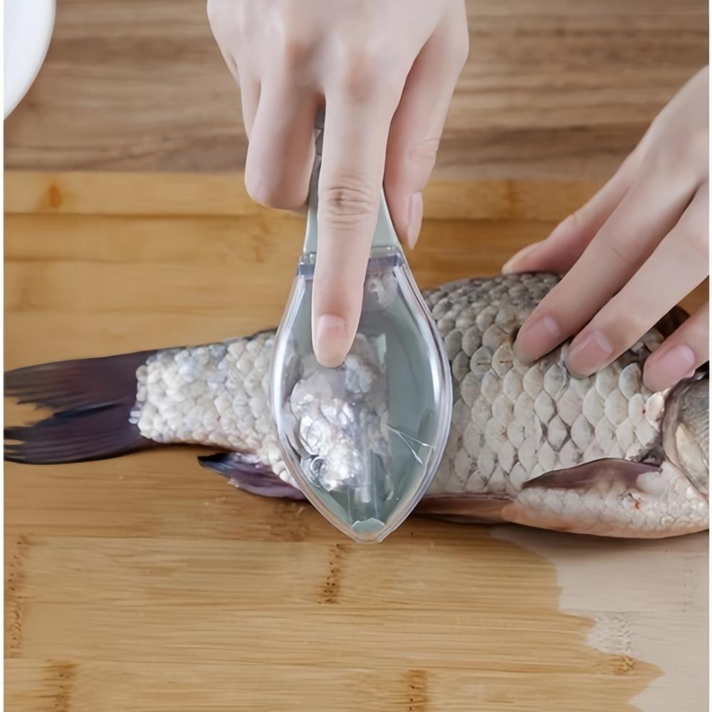 Fast Remove Fish Scales Scraper Plastic with Covered Fish Scale Planer Manual Scale Brush Easy Clean Home Kitchen Cooking Tool