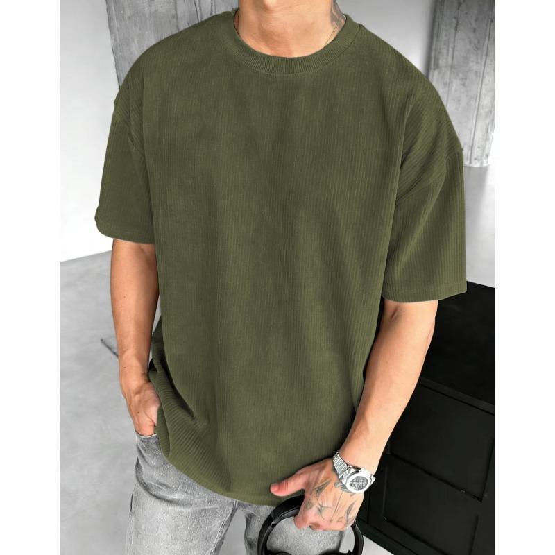 Neues einfarbiges lässiges trendiges Rundhals-Kurzarm-Herren-T-Shirt