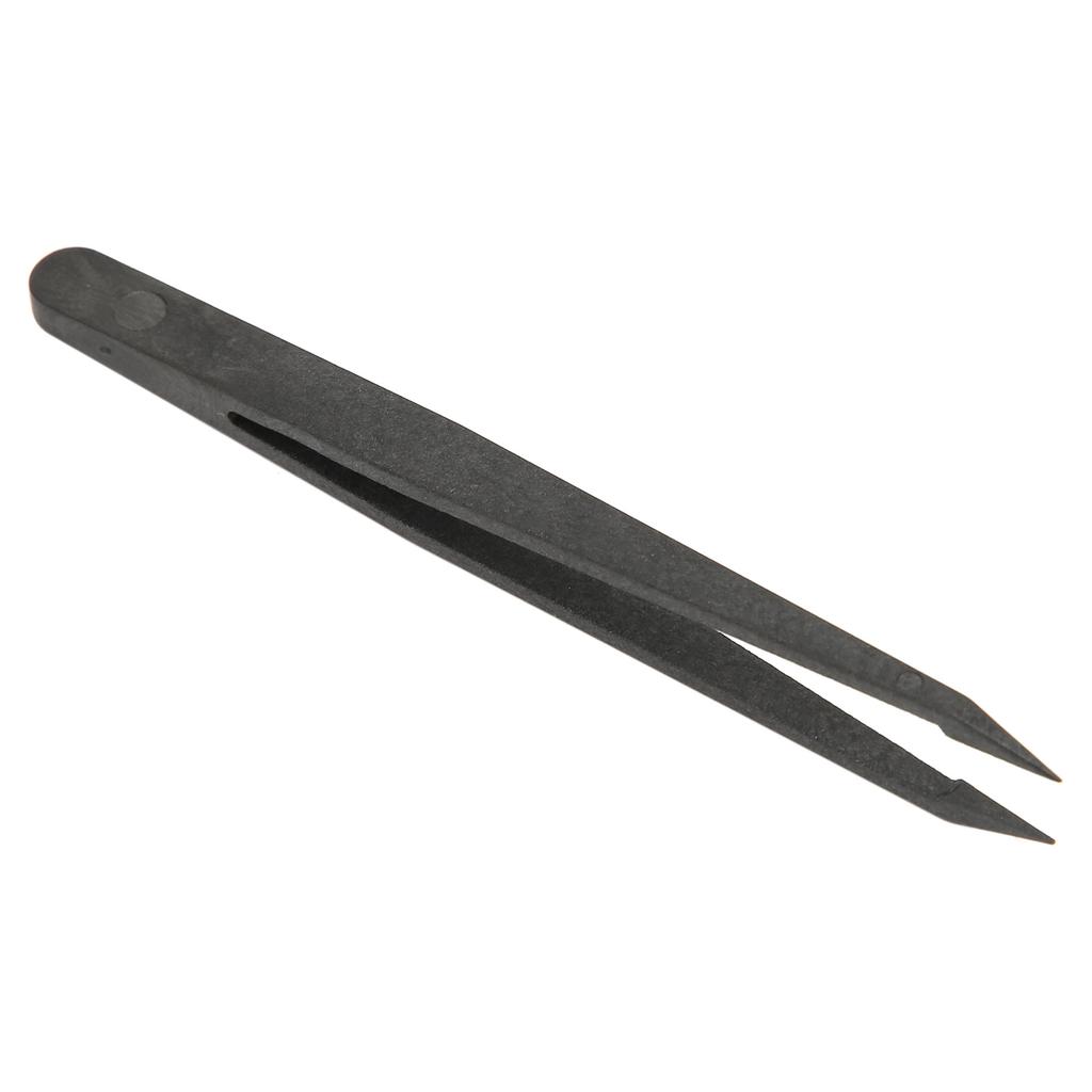 10pcs Anti Static Tweezer Plastic Material Glossy Lines Black Hearing Aid Tweezer for Electronics Laboratory Work