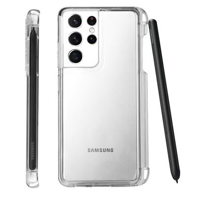 Прозрачный чехол для телефона с гнездом для стилуса S-Pen для Samsung Galaxy S21 Ultra 5G G9980 G998D G998U Мягкий прозрачный чехол для телефона с держателем для гнезда для ручки