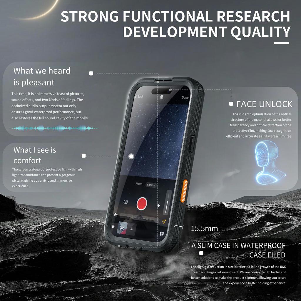 REDPEPPER For iPhone 16 Pro Case Compatible with MagSafe IP68 Waterproof Clear Phone Cover