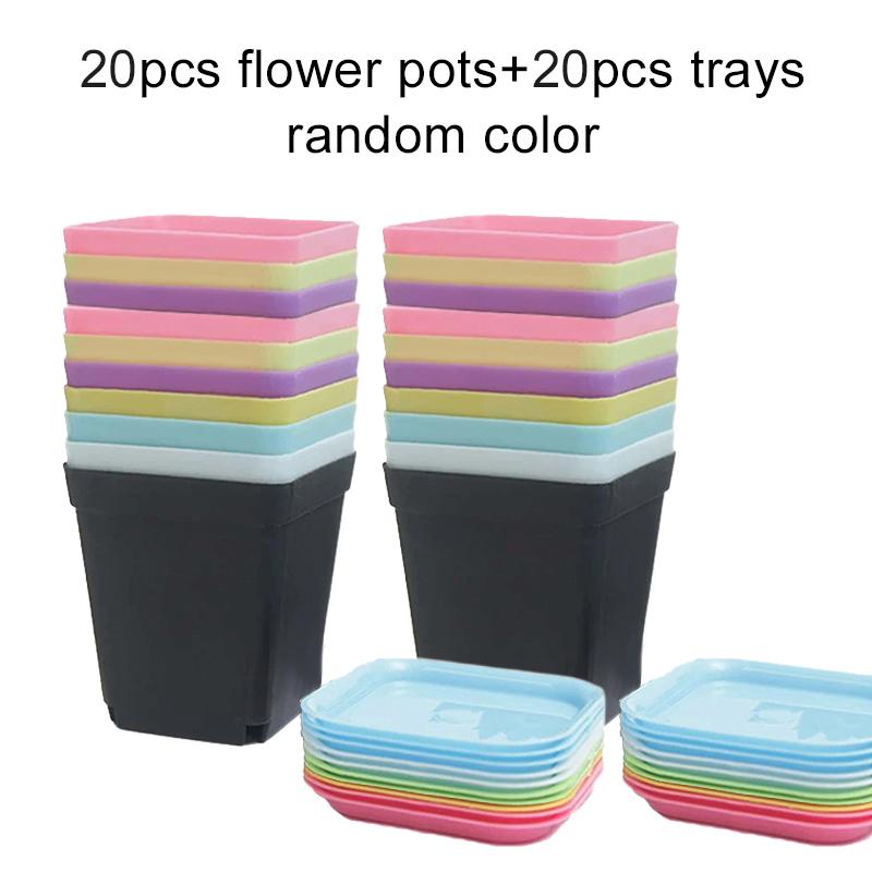 10/20pcs Mini Succulent Pot Seedling Tray Square Pot Flower Pot Little Color Square Plastic Pot Seedling Tray Gardening TMZ