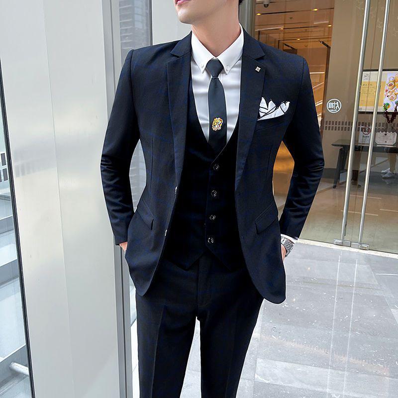 Herren Casual Frühling/Herbst Koreanischer Stil Blazer Anzug Set - Trendy, Gutaussehend Hochzeits Smoking