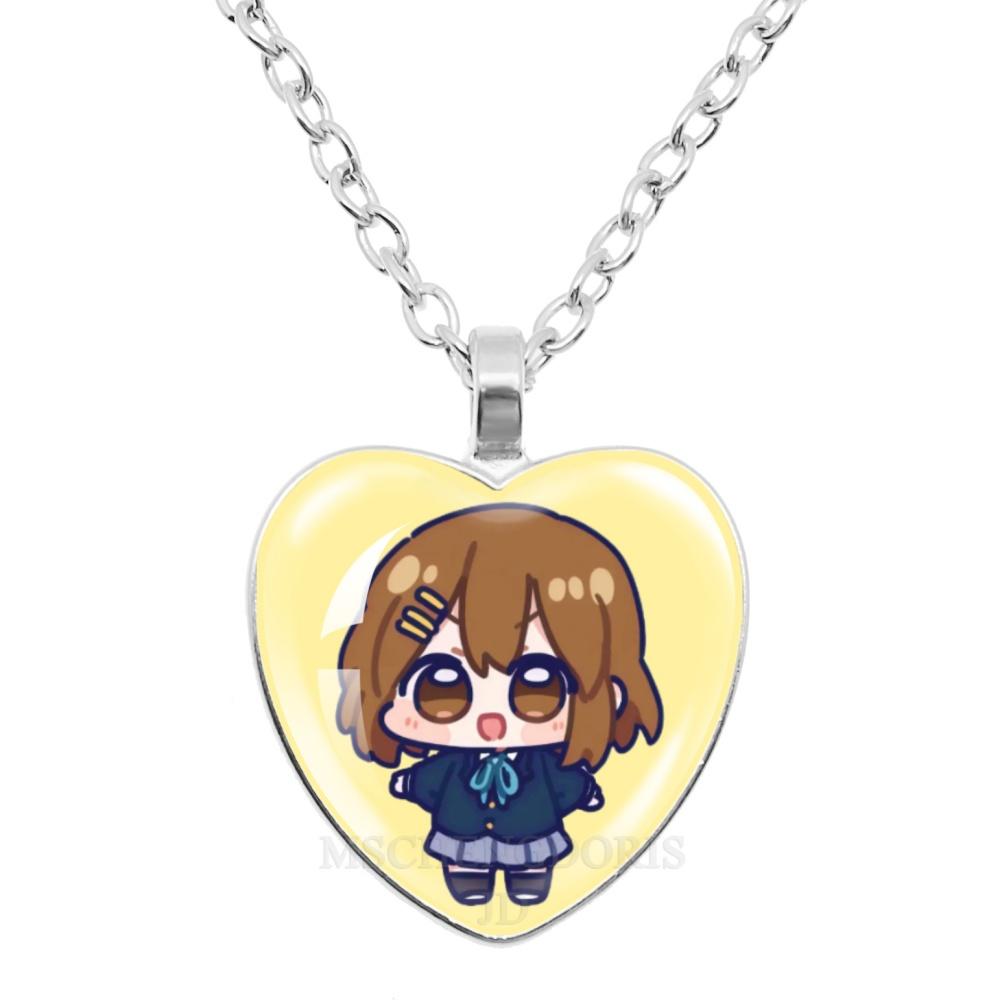 

K-ON! Anime Necklace Hirasawa Yui Mio Tainaka Ritsu KotobukiTsumugi Nakano Azusa Heart Shape Pendant Necklace Jewelry Gift