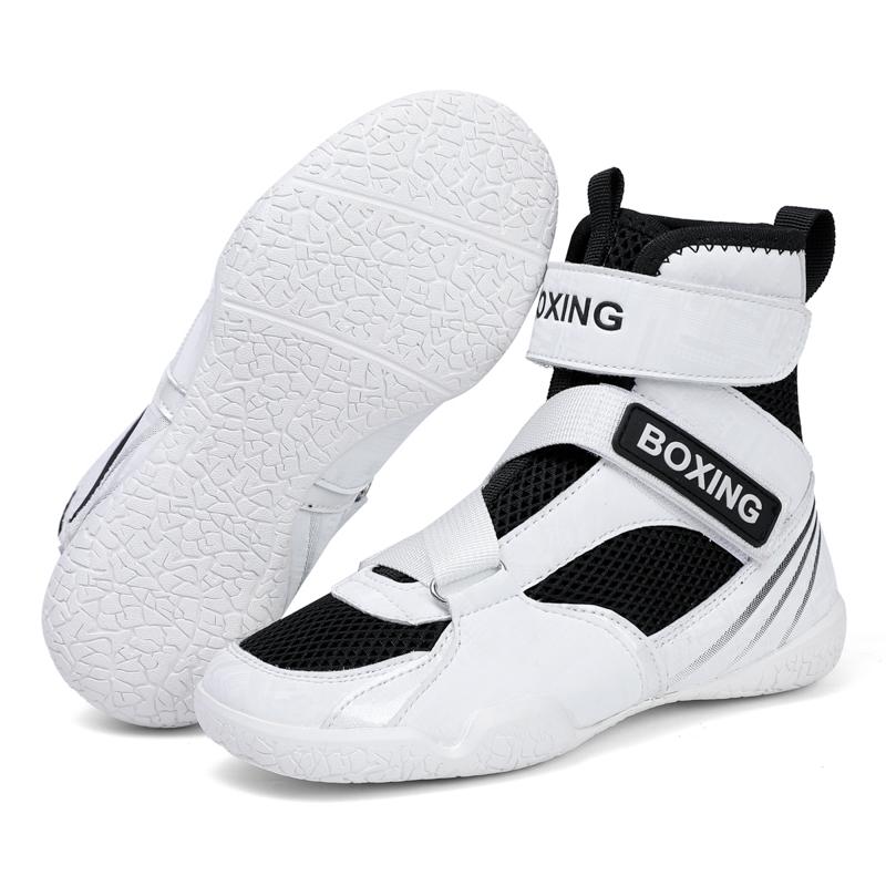 Kids Boxing Shoes Lightweight Training Sneakers White Black Outdoor Wrestling Ankle Boots for Boys Girls