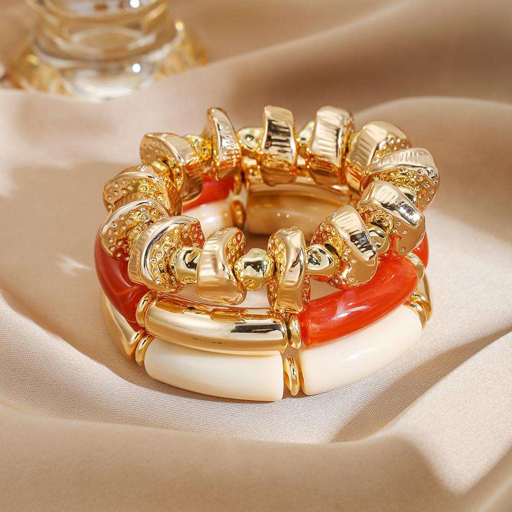 European Style Geometric Acrylic Ccb Bracelets For Women And Men With Handmade Design