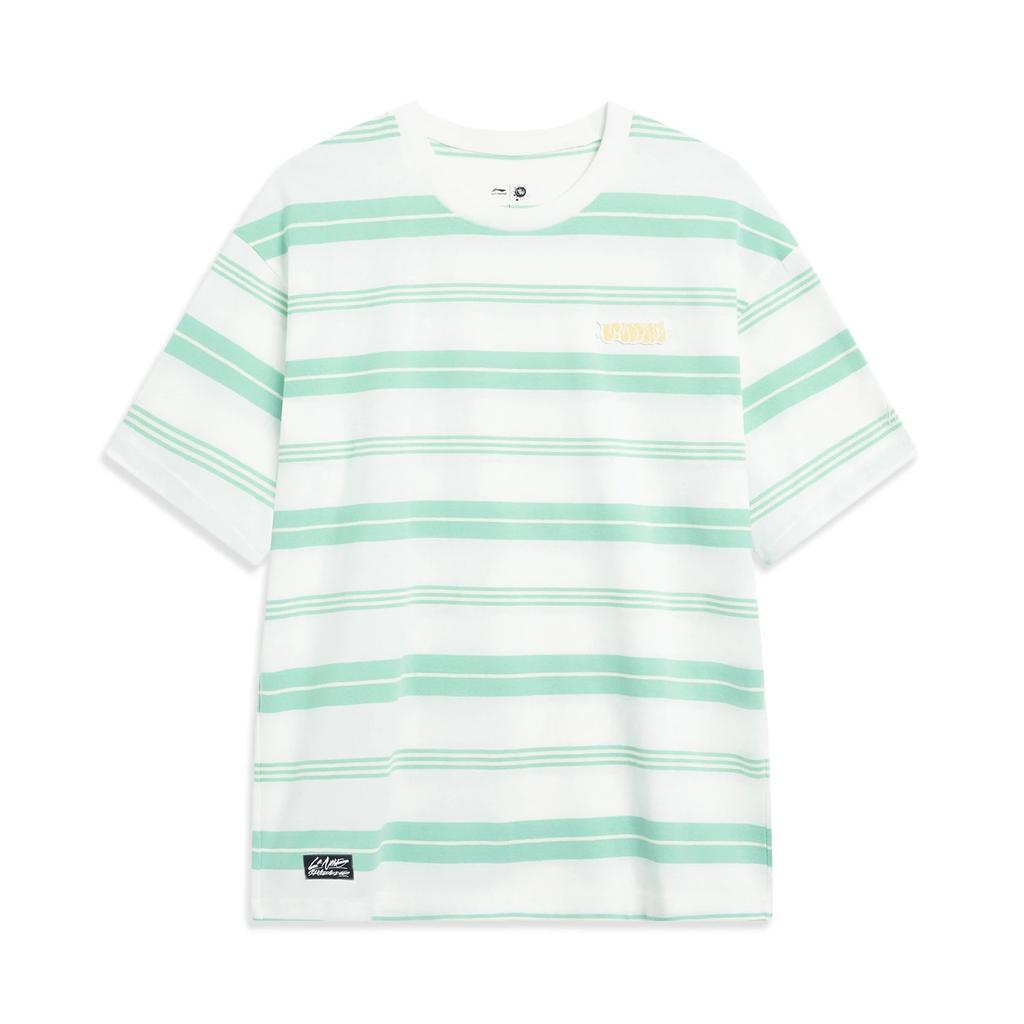 Li Ning X OG_SLICK Collaboration Skateboard Series Striped Sweat-Absorbing Loose Round Neck Short Sleeve T-Shirt Unisex Tops AHST479-4