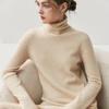 HE Basic Aesthetics Women's Cashmere Turtleneck Loose Fit Seamless Wool Sweater