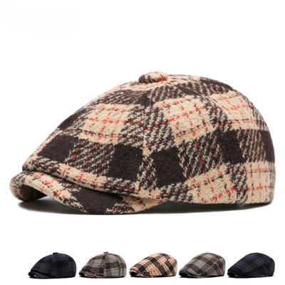 New Fall/winter Newsboy Hat for Men - Warm, Herringbone Design, Elastic Adjustable, Suitable for Outdoor Sports, Cold Headwear, Christmas Gift