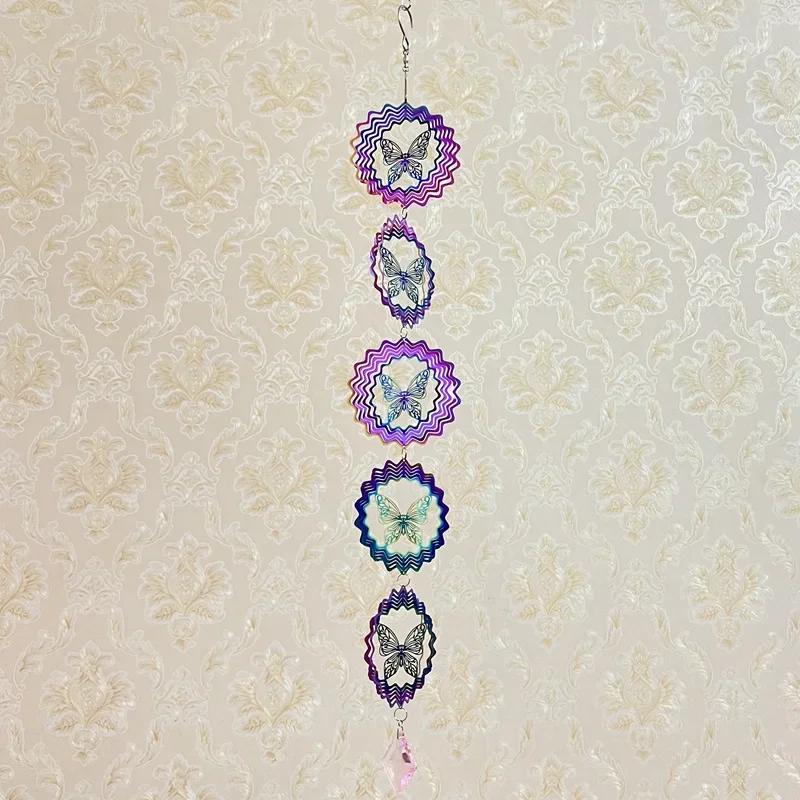 Wind Spinner Mandala Ornament 3D Sliver Metal Geometric Pattern Hanging Chimes Spinners Kinetic Outdoor Garden Yard Indoor Décor