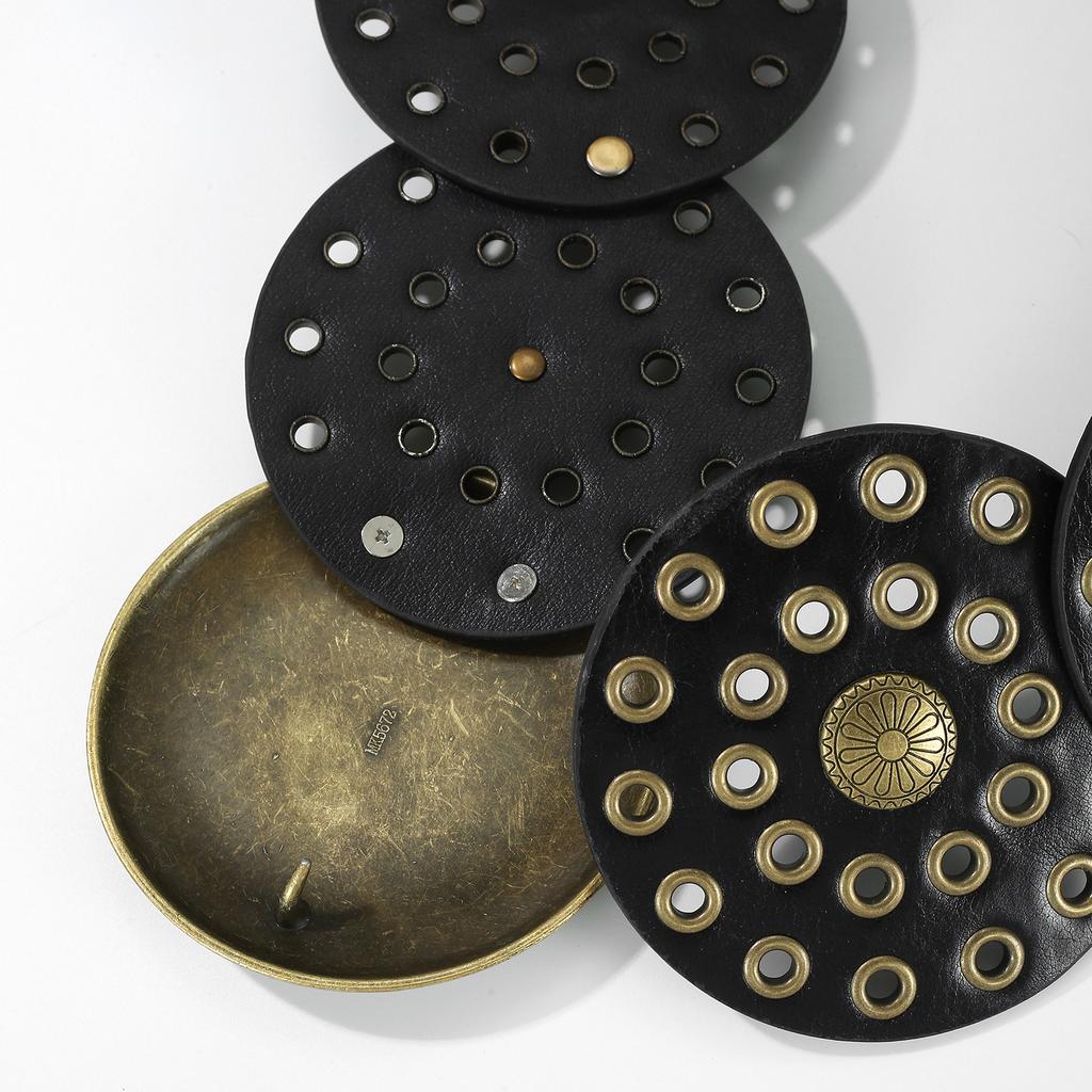 American Retro Street Hollow Ring Pu Leather Splicing Characteristic Waist Belt Nail Bead Tide Belt