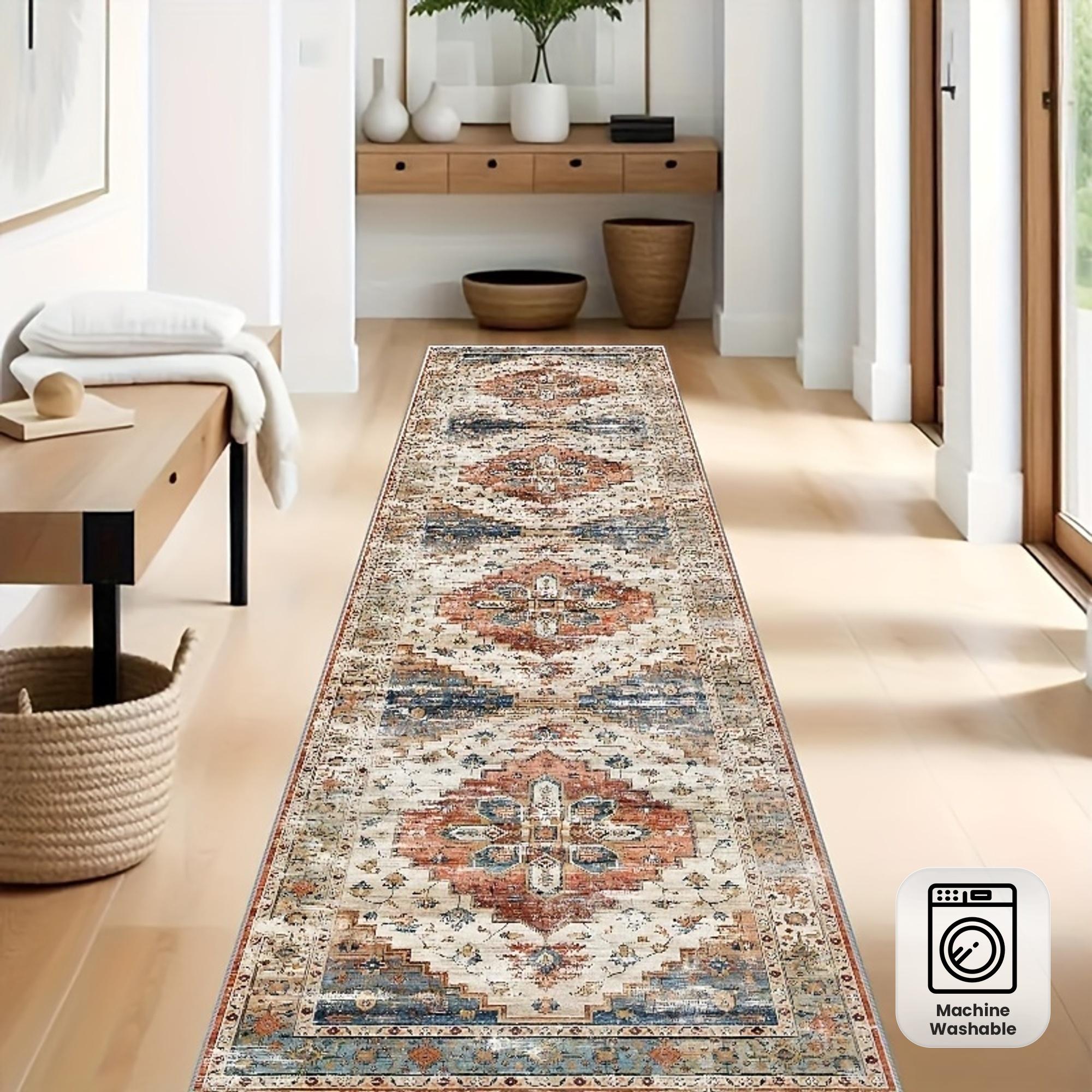 

VIKAMA Vintage Bohemian Runner Rug Crystal Velvet Entrance Hallway Runner Laundry Room Bedroom Floor Mat Home Decor 60x180cm 24x71inch