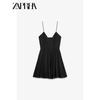 Zaprha 2025 New Arrival Hepburn Style Cotton Poplin Strap Short Dress A- Line Waist Fitted Slim Looking 2731085