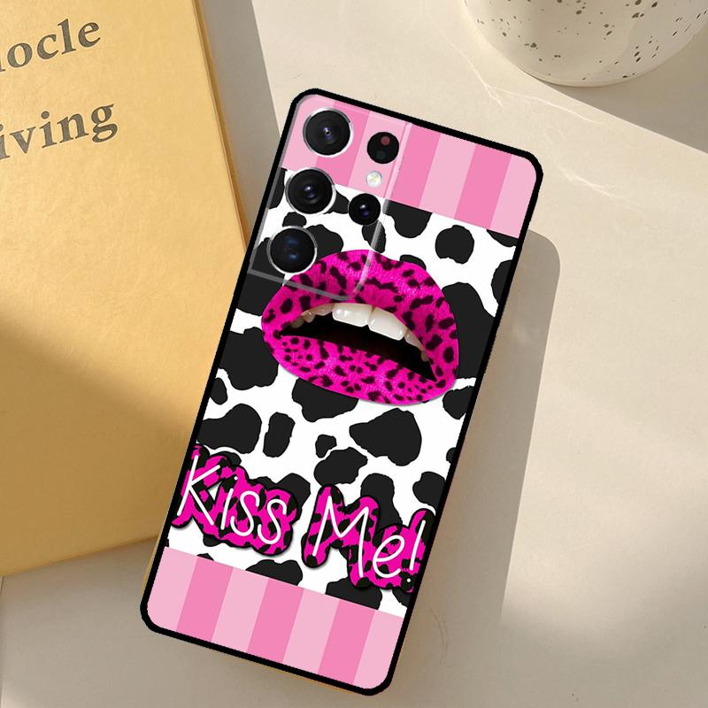 Kiss Me Lips Lipstick Phone Case For Samsung Galaxy S24 Ultra S20 S21 S22 S23 S25 S9 S10 Plus S25 FE Cover Shell