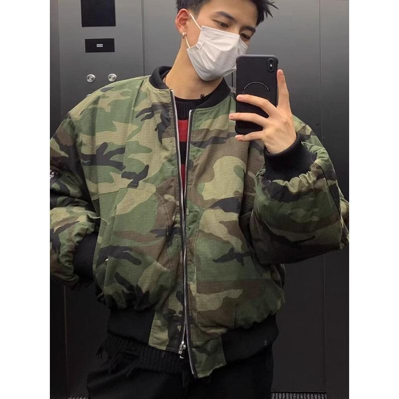 Unisex Camouflage Reversible Winter Bomber Jacket: Thickened Cotton Short Coat