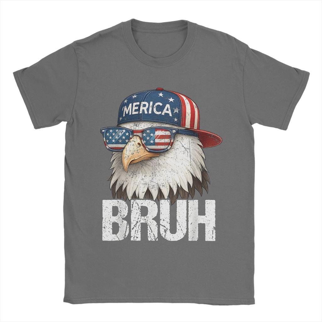 Herren T-Shirts Bruh Vierter 4. Juli Adler Amerikanisch Patriotisch Cool Reines Baumwoll-T-Shirt T-Shirt Rundhals Kleidung Geschenk