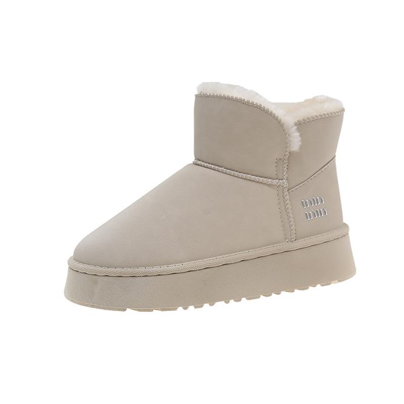 Thick-soled Snow Boots Women's 2025 Winter New Sangpo Non-slip Short Tube Velvet Leather Bread Shoes Northeast Cotton Shoes