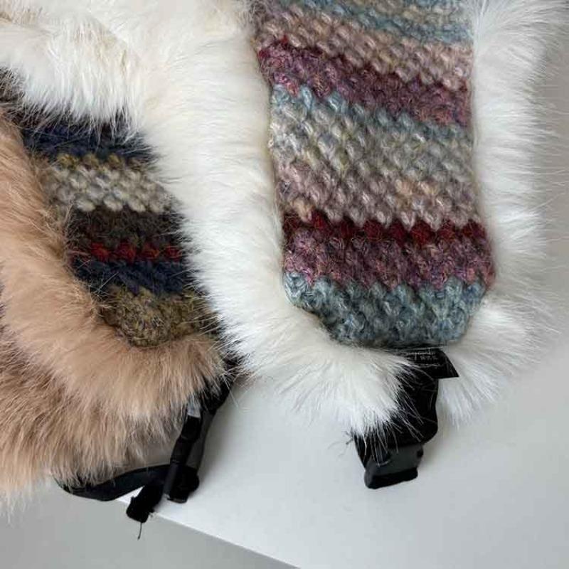 Women S Cute Plush Winter Warm Knit Scarf Retro Colorful Striped Neck Scarf