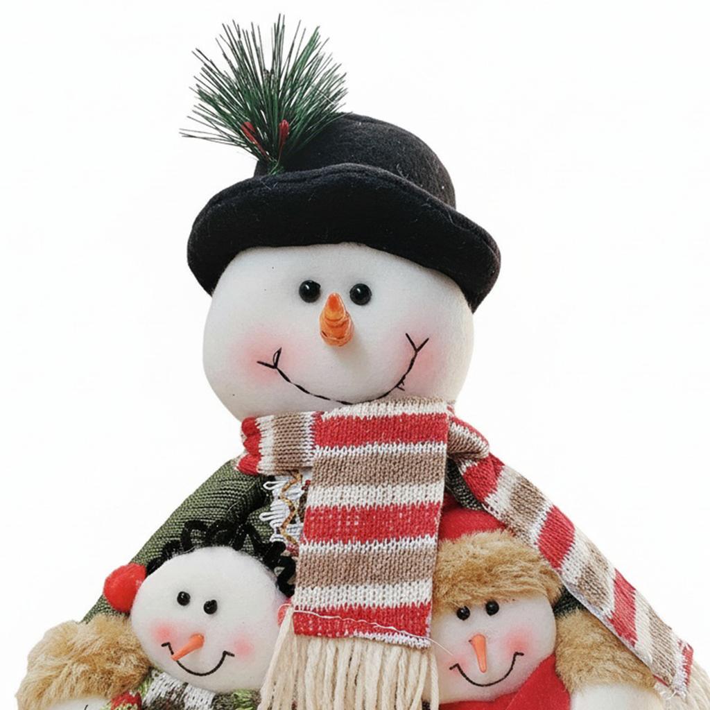 Christmas Plush Snowman with Hat Scarf Cute Santa Snowmans Doll Xmas Decorative Ornament Toy Winter Decorations for Office Table