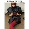 UR 2026 Spring Women's Retro PU Belt Oversized Trench Coat