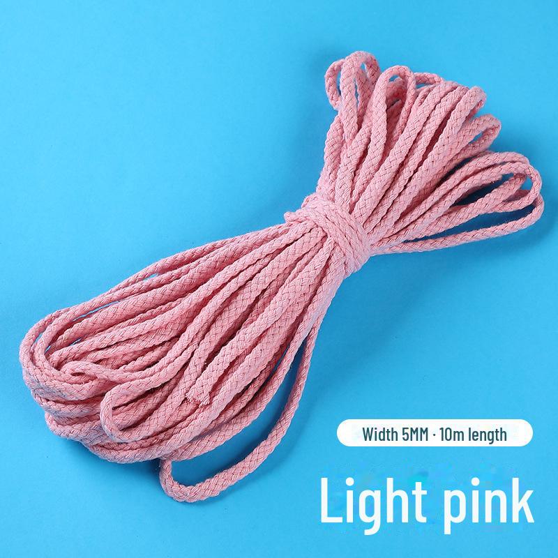 5mm Thick Colored Cotton Rope - 10 Meters Hand-Woven Eight-Strand for DIY, Drawstring Bags, and Hat Ropes