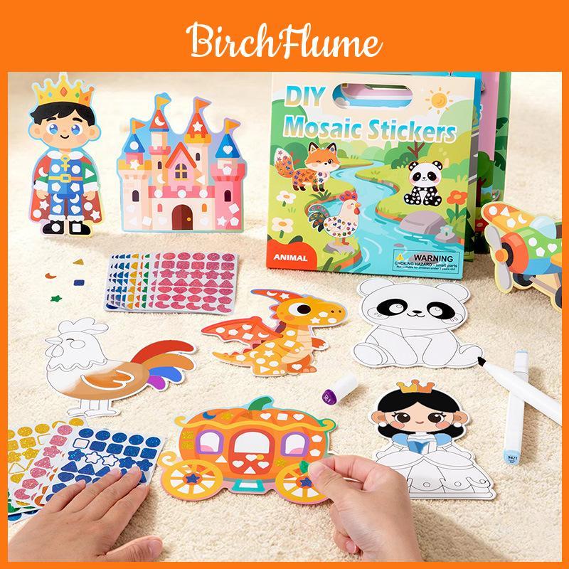 Childrens Mosaic Art Book For Kids Age 3 To 6 With Diy Creative Coloring And Sticker Fun