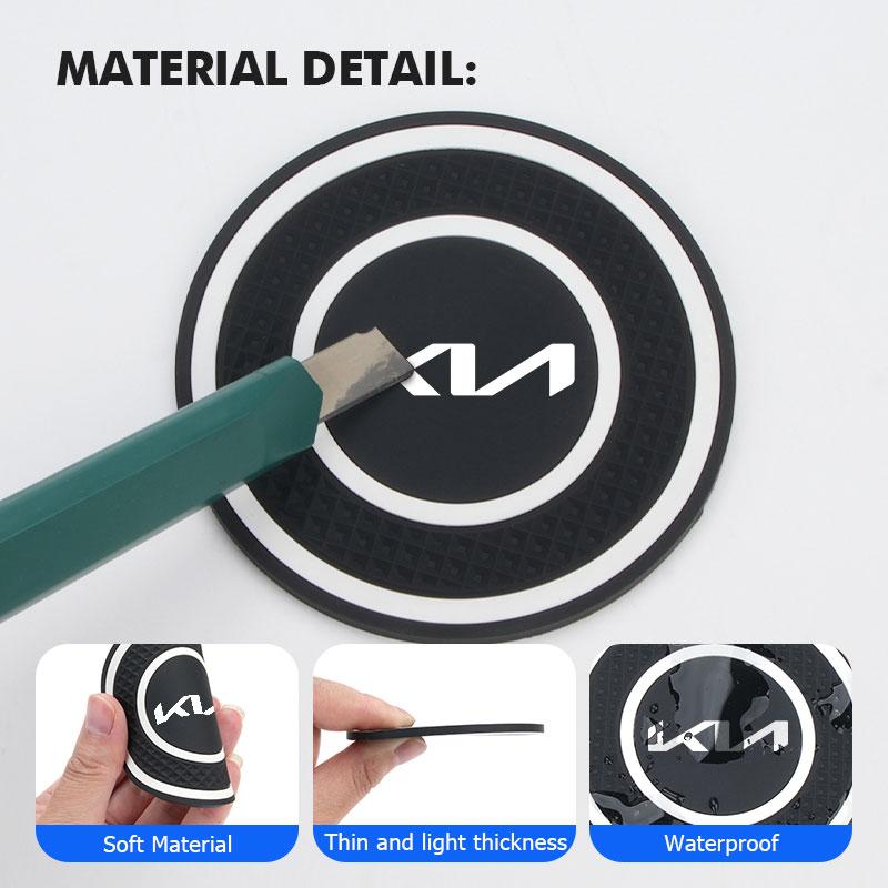 For KIA Car Water Cup Slot Car Coaster Decoration Anti Slip Mat Pad Rio K5 K2 Sportage Ceed Sorento Picanto Stinger Soul  VU8