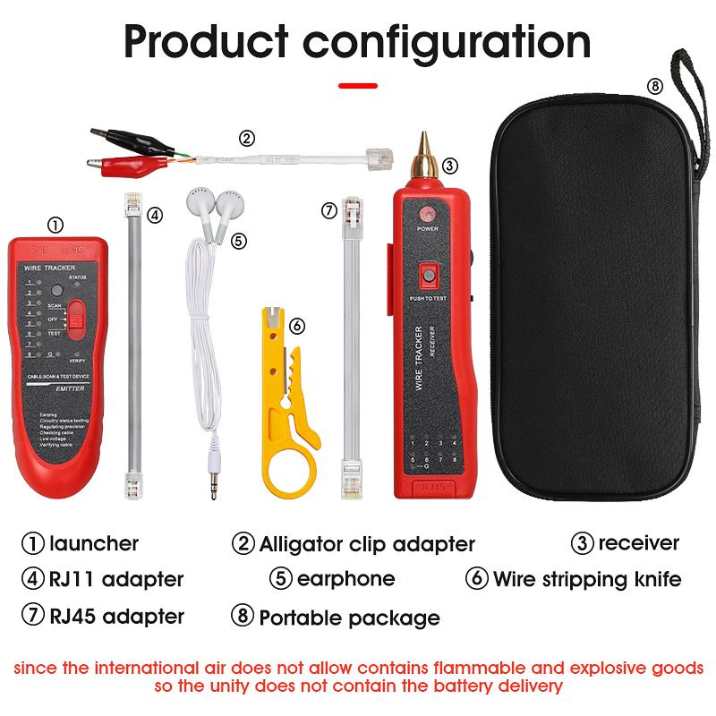 LAN Network Cable Tester Cat5 Cat6 RJ45 UTP STP Detector Line Finder Telephone Wire Tracker Tracer Diagnose Tone Tool Kit