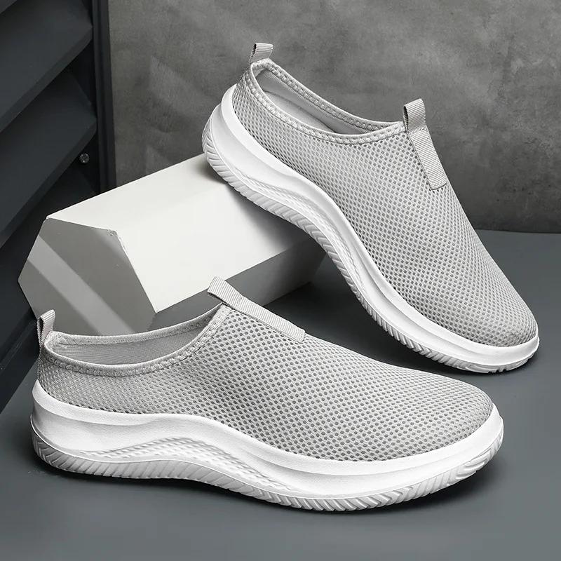 Men's Sneakers Comfortable Lightweight Soft Half Slipper Flat Running Shoes Outdoor Casual Sports Shoes Man Shoes Big Size 39-48