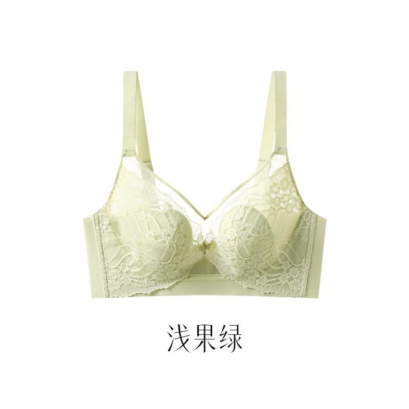 

New lace ultra-thin and small without steel ring crystal cup large size CD cup underwear gathering and adjusting rabbit ear cup bra 90D