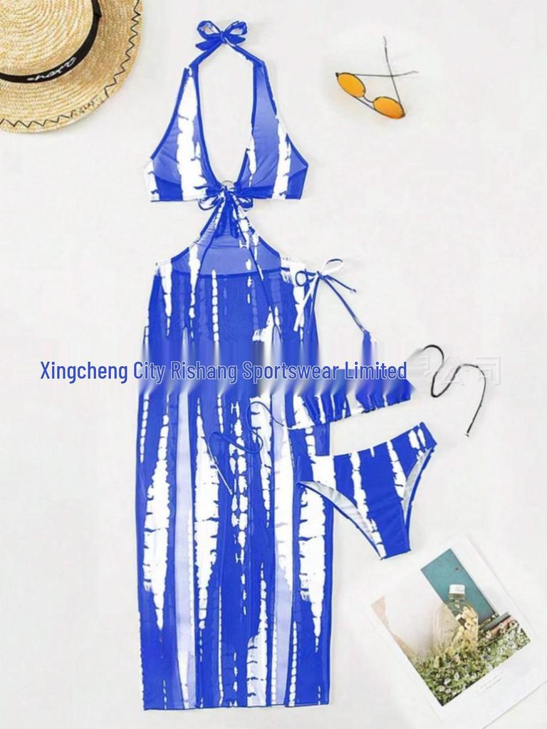 European & American Sexy Split Bikini Swimwear: Three-Piece Set with Beach Long Dress