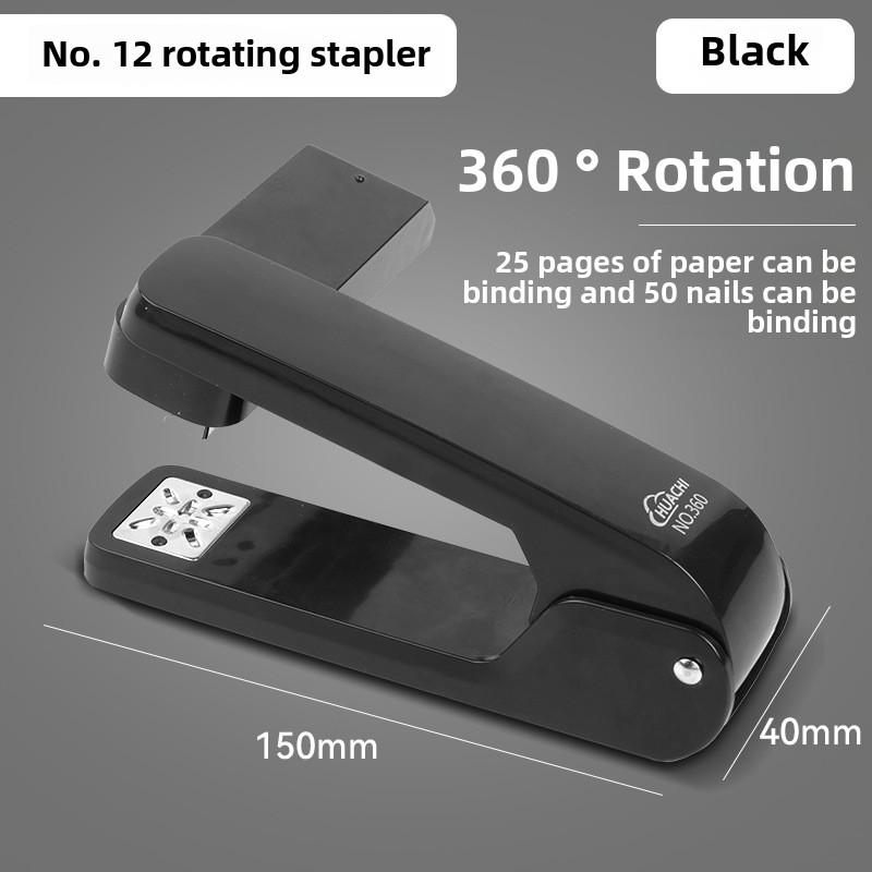 

1pc Heavy Duty Stapler for Home & Office, 360° Rotatable, High Capacity with Remover, Full Rotary, Durable Binding Machine чорний