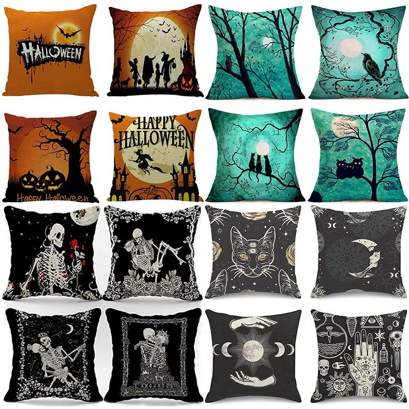 New Funny Skull Print Pillowcase Halloween Home Sofa Decoration Cushion Cover Bedside Pillow