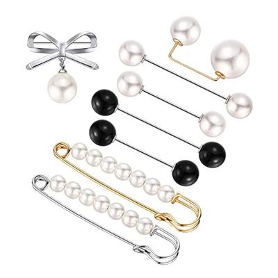 Brooches Bowknot Pearl Vintage Style Knot Lapel Pins Clothes Gold Silver Jewelry Sweater Clips Girls for Clothing Bag Craft