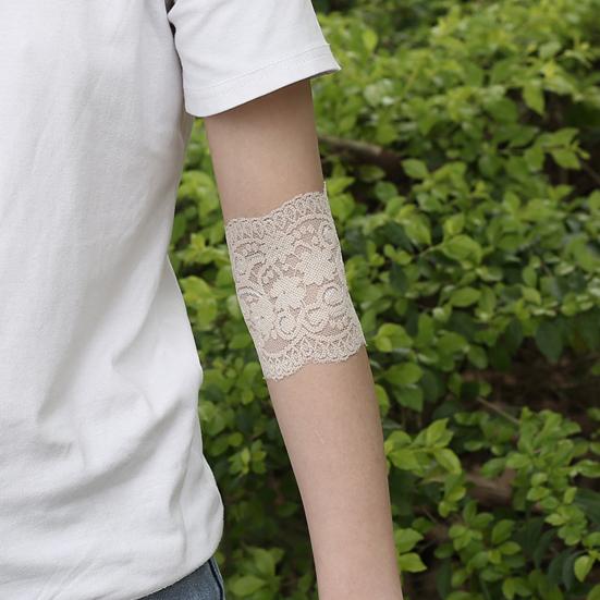 Maniche a braccio corte in pizzo da donna, lunghezza polso, senza dita, guanti parasole, pizzo floreale, copribraccia per matrimonio, ballo, guida, ciclismo