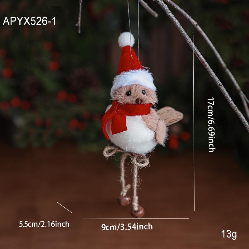 1Pcs Year Christmas Tree Hangings Faux Foam Bird Ornament Pendant Wool Felt Red Scarf Hat Birdie Navidad Decoration