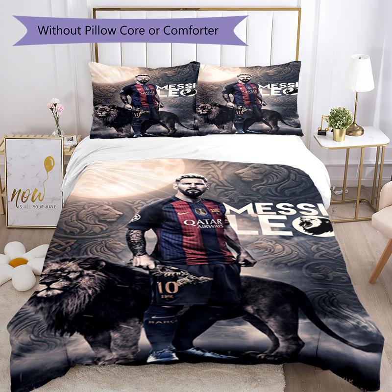 Messi Bedding Set Breathable Duvet Cover with Pillowcases Decorative Bed Linen for Bedroom Home Decoration Birthday Gift