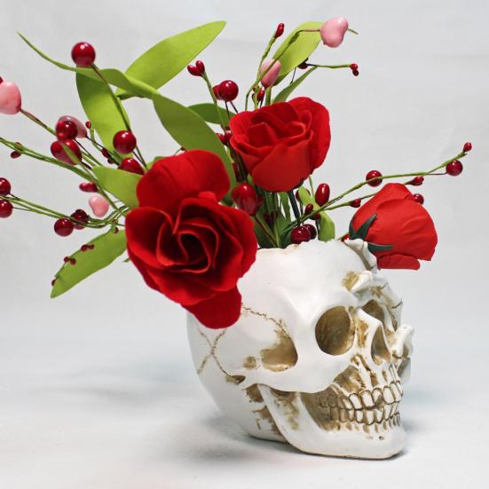 

Yousheng Skull Flower Pot Resin Human Skull Planter Weatherproof Gothic Plant Pot for Planting Succulents Indoor Outdoor Use білий