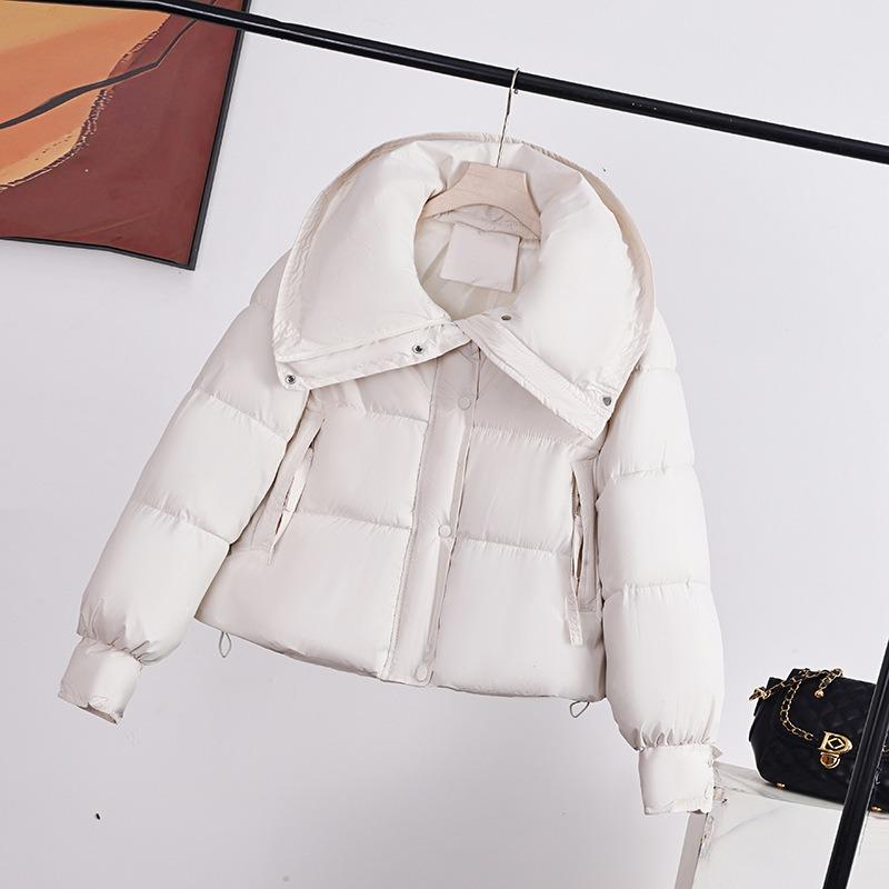 Lapel solid color small down cotton-padded clothes women's short cold-proof bread clothes student cotton-padded jacket