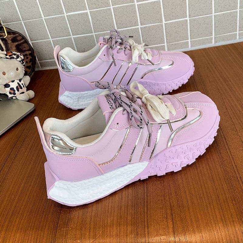 New spring and autumn sports shoes running casual and comfortable versatile women's thick soles lightweight round head tide