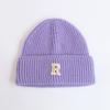 Wool hat women's autumn and winter new letter R standard knitted hat flanged ear protection warm Internet celebrity cold hat tide
