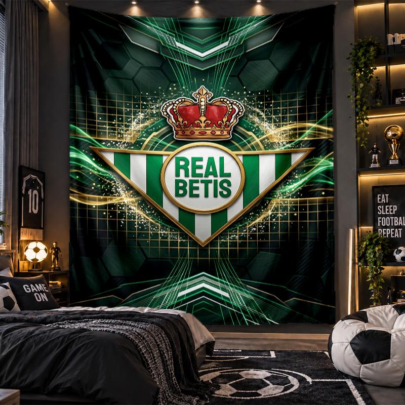 Wall Hanging Tapestry Real Betis Football Print Cloth for Living Room Bedroom Home Decor