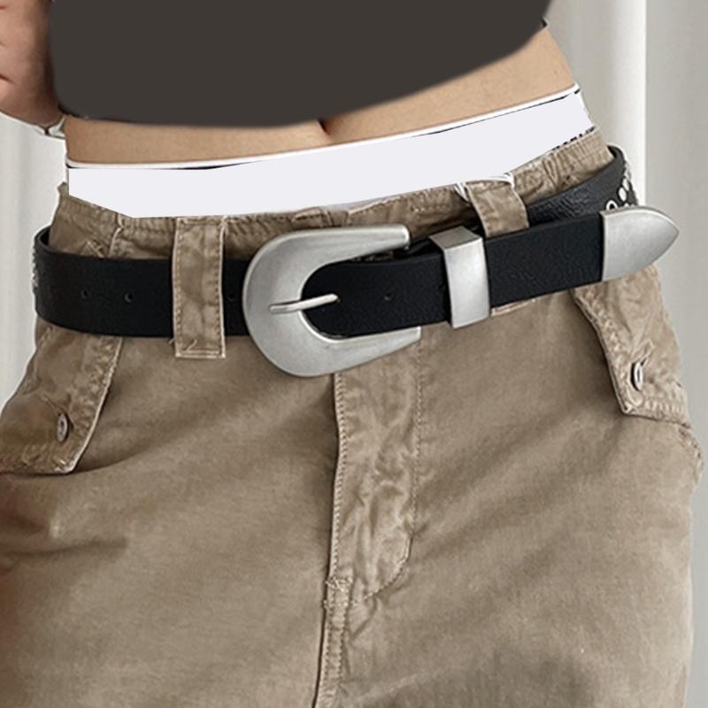 Punk PU Belt Western Theme Wide Belt For Women Men With Pin Buckles And Metal Studs for Casual Wear and Formal Event