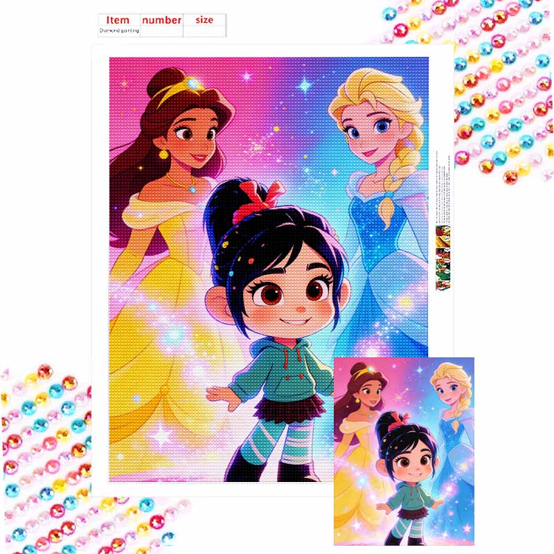 disney diamond painting vanellope handmade diy home decoration gifts Round 20x30cm
