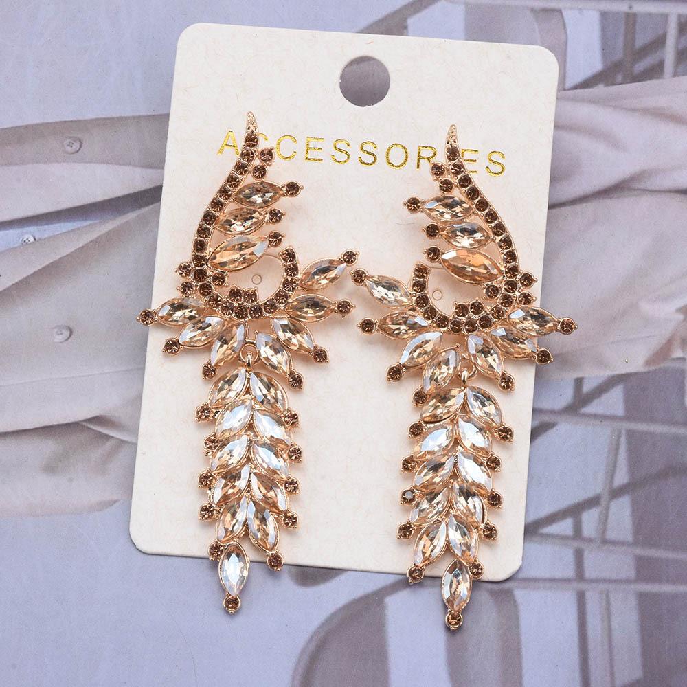 Tassel Geometric Za Colored Crystal Long Earrings Highquality And Fashionable Accessories