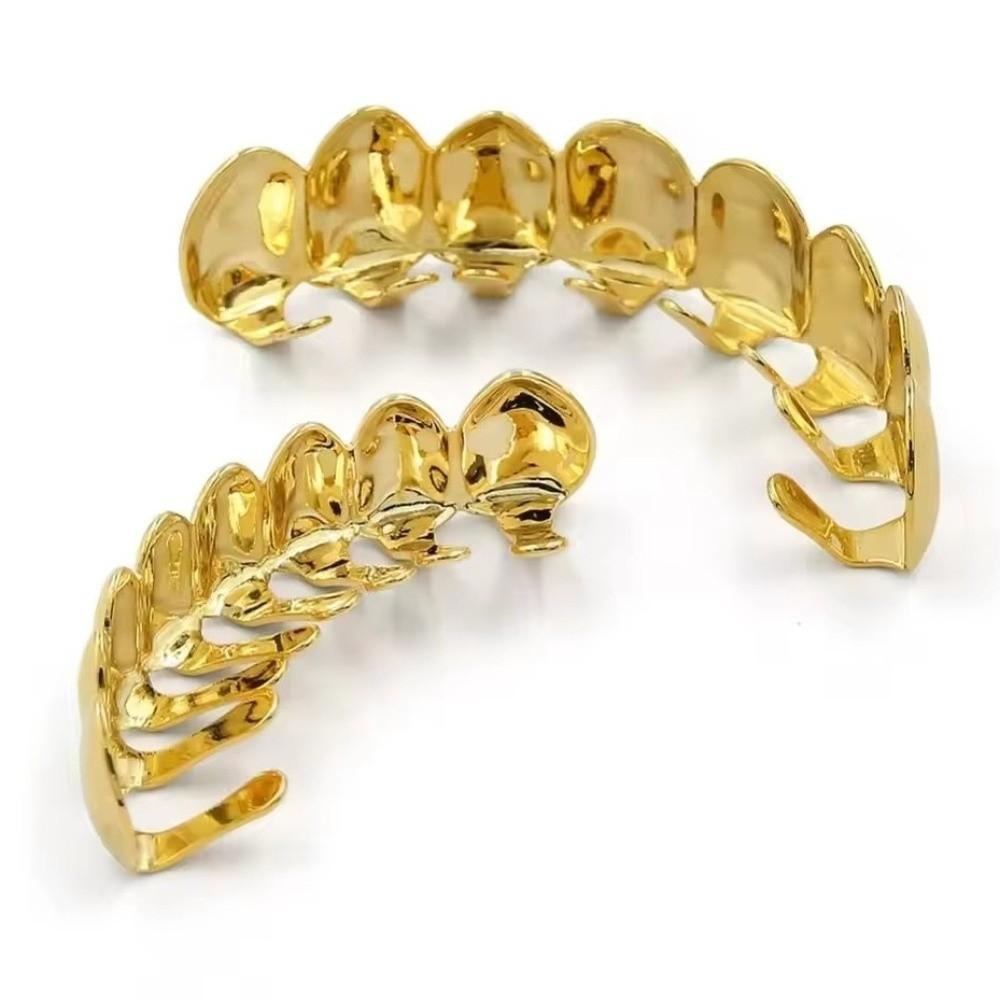 Anti Slip Teeth Grillz Caps Glossy Finish Teeth Jewelry Classic Teeth Grillz Top Bottom Set  Events