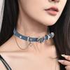 1 Stück Nischen-Design Denim-Serie Hohes Gefühl Liebes-Halskette Retro Blaue Choker-Schlüsselbein-Kette Trendiges Mädchen